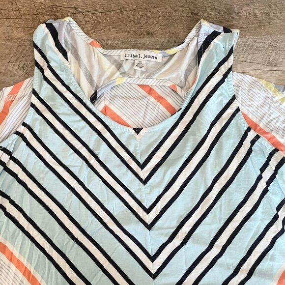 🌺 Tribal Jeans Chevron Sleeveless Open Back Stretchy Tank Top Size XS - Picture 4 of 9